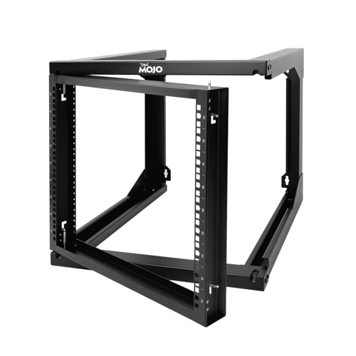 Tecmojo 9U Rack Wall Mount with Swing Gate, 9U Server Rack for 19inch Computer/AV/Data/IT/Media Equipment, Open Frame Server Rack with 24inch Depth, Square&Tapped Holes - size: 9U/24" Depth (New)