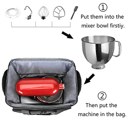 LEFOR·Z Stand Mixer Bag Compatible with KitchenAid Mixers (6-8 Quart),Padded Mixer Portable Storage Travel Carrying Case with Pockets Fits for Kitchen Aid Accessories and Attachments,Bag Only