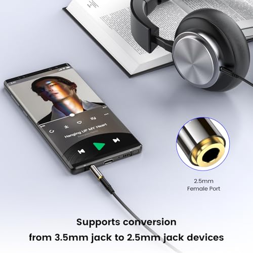 MOSWAG 3.5mm Male to 2.5mm Female Audio Headphone Adapter, 1/8'' Male to 2.5mm Female Stereo Audio Connector Gold Plated Compatible with iPhone, iPod, MP3 Player, CD Player, Earphone 2Pack