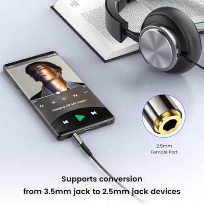 MOSWAG 3.5mm Male to 2.5mm Female Audio Headphone Adapter, 1/8'' Male to 2.5mm Female Stereo Audio Connector Gold Plated Compatible with iPhone, iPod, MP3 Player, CD Player, Earphone 2Pack
