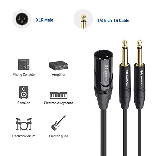 Cable Matters Dual 1/4 Inch to XLR Audio Splitter Cable, 6.6ft | XLR Male to 2x 1/4 (6.35mm) Male Splitter Cable, XLR to Dual 6.35mm Splitter, Black - size: 6.6 Feet