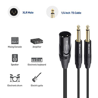 Cable Matters Dual 1/4 Inch to XLR Audio Splitter Cable, 6.6ft | XLR Male to 2x 1/4 (6.35mm) Male Splitter Cable, XLR to Dual 6.35mm Splitter, Black - size: 6.6 Feet