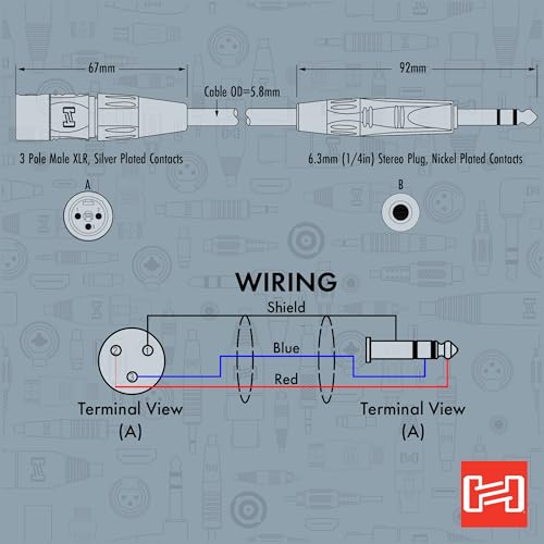 Hosa HSX-005 Pro Balanced Interconnect, REAN 1/4 Inches TRS to XLR3 Meter, 5 Feet | 5' Balanced TRS to XLR Cable with Rean connectors and OFC shielding for touring, live sound and audio transmission