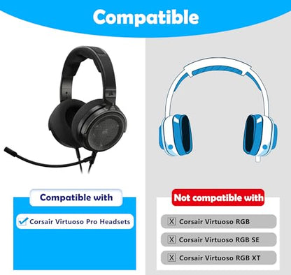 Virtuoso Pro Replacement Earpads - Premium Fabric & Memory Foam Cushions Compatible with Corsair Virtuoso Pro Headphone,Sweat-Resistant Breathable Design & Long Gaming Sessions