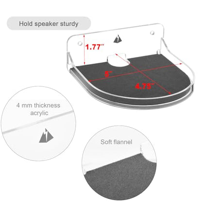 Small Floating Shelf - 5 Inch Wall Mount Shelf for Speakers, Action Figures, Webcam, Mesh Router - Acrylic Speaker Mount (Silky White & Transparent) - color: Silky White & Transparent