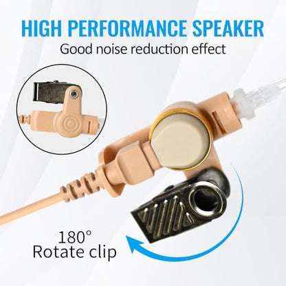 WODASEN XTS2500 Walkie Talkie Earpiece Acoustic Tube Ear Pieces with Dual PTT Mic Push-to-Talk Microphone Headset for XTS1500 XTS3000 XTS3500 XTS5000 Radio
