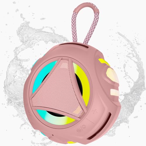 Bluetooth Shower Speake Waterproof，Portable Outdoor Bluetooth Speake with RGB Lights，IPX67 Floating，Built-in Mic，24Hrs Playtime，True Wireless Stereo，Gifts for Teens Boy Girls Women Men - Pink - color: Pink