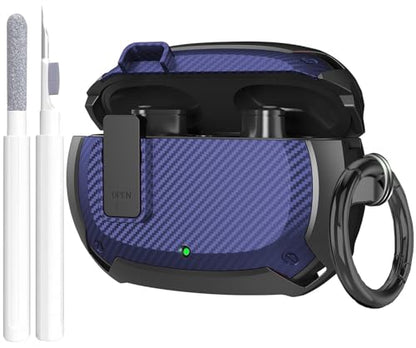 Beats Studio Bud/Studio Buds Plus Case Cover 2021/2023 Men Lock Clip with Cleaning Kit, GARTOO Beat Studio Buds Plus Protective Case with Cleaning Tool for Women Girls Kids Black/Blue - color: A-Black/Blue