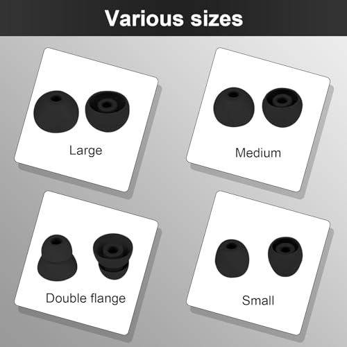 Alitutumao 10pcs Replacement Earbuds Silicone Eartips Double Flange Compatible with Wireless Powerbeats2 Powerbeats3 Beats by dr dre Earphones - color: Black