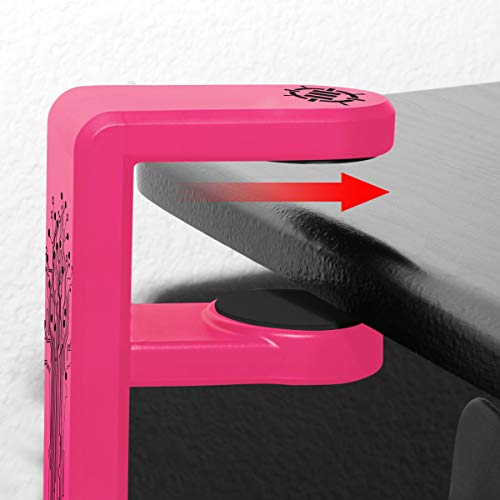 Enhance Gamer Headset Holder with 360 Degree Swivel Arm, Universal Table and Desk Clamp with Integrated Cable Storage – Pink - color: pink