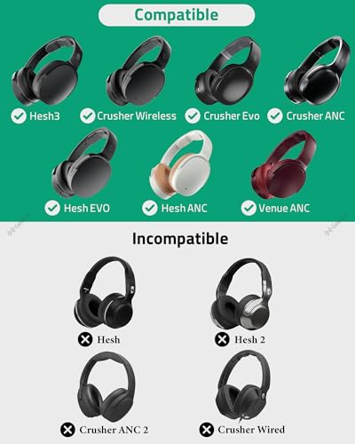 Geekria NOVA Replacement Ear Pads for Skullcandy Crusher Wireless, Crusher EVO, Crusher ANC, Hesh3, HeshEVO, HeshANC, Venue ANC Headphones Ear Cushions, Repair Parts with Video Guide (Pink)
