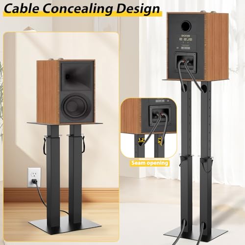 Universal Speaker Stand Pair, Height Adjustable Speaker Stand 16.7"-29.3" | Floor Speaker Stands Support 110lbs Double Tubes Heavy Duty Bookshelf Speaker Stands with Non-Slip Pad for Home Theater