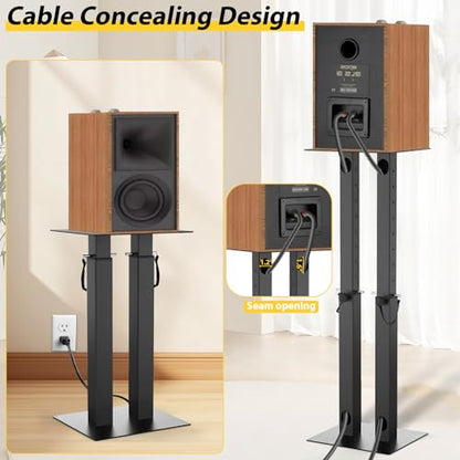Universal Speaker Stand Pair, Height Adjustable Speaker Stand 16.7"-29.3" | Floor Speaker Stands Support 110lbs Double Tubes Heavy Duty Bookshelf Speaker Stands with Non-Slip Pad for Home Theater