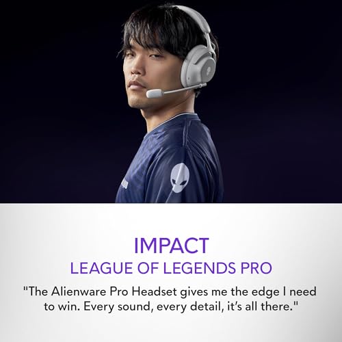 Alienware Pro Wireless Gaming Headset, ANC | 2.4GHz Connection, 50mm Drivers, Hi-Res Audio, Lunar Light, Gaming Ready - color: Lunar Light