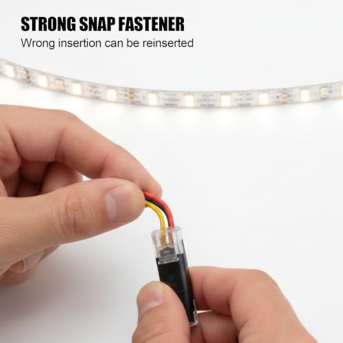 100 PCS Double Wire Plug-in Connector, Wire Cutter & Stripper | Snap-On Blocks with Locking Buckle Design for Low-Voltage Strip Lights DIY Crafting and Wiring Projects, Model Kits 2 Pin