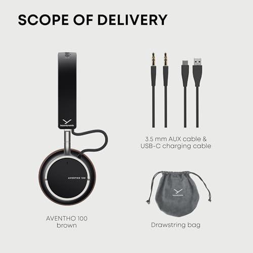 beyerdynamic AVENTHO 100 Premium On Ear Wireless Bluetooth Headphones with Active Noise Cancelling ANC, up to 60 Hours of Playtime, USB-C Charging, Foldable Design, Personalized Sound via App (Brown) - color: Brown