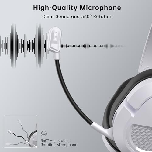 AOC Wired Gaming Headset for Xbox, PS5, PC, HD Mic, Stereo Bass, 79in Cable | 207g Ultra-Lightweight, In-Line Controls, Soft Earmuffs, Gaming Headphones with 3.5mm Splitter, Gamer Gifts - color: White