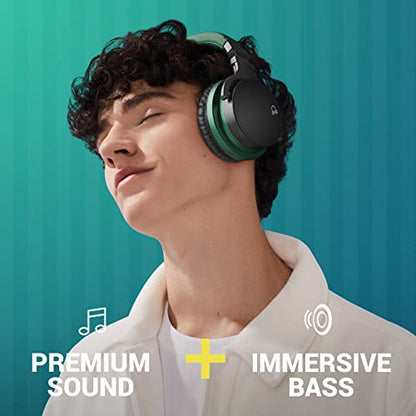 MOVSSOU Million Sold Classic E7 Active Noise Cancelling Headphones | Upgraded HD Sound, Wireless Bluetooth Headphones Over The Ear Unequaled Comfort, Vivid Deep Bass, for Home Office Travel Gift - color: Teal Green