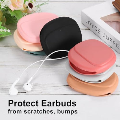 HARFINGTON Earbuds Cases, Wired Earphone Case Holder Organizer, Silicone Ear Buds Case Small for USB Cable, Earphones, Black - color: Black