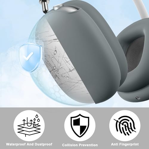 Maxjoy for AirPods Max Case, Soft Silicone Ear Cups & Headband Cover, Anti-Scratch Protective Accessories, Gray - color: Gray