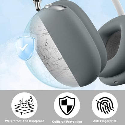 Maxjoy for AirPods Max Case, Soft Silicone Ear Cups & Headband Cover, Anti-Scratch Protective Accessories, Gray - color: Gray