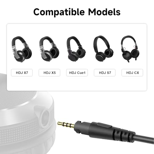 Replacement Headphones Cable Compatible with Pioneer HDJ-X5 HDJ-X7 HDJ-S7 HDJ-CUE1, 3.5mm & 6.35m Adapter to 2.5mm Stereo Audio Aux Cord