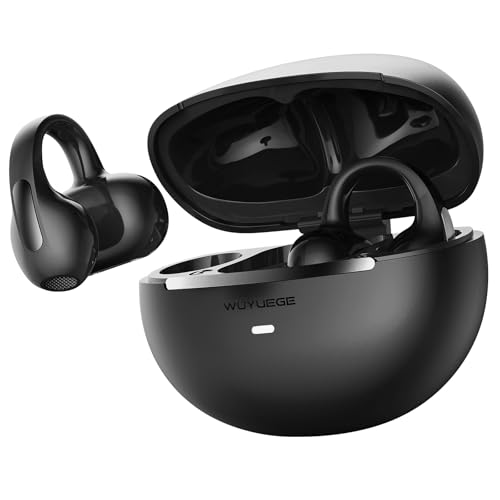 Clip On Earbuds, Open Ear Bluetooth 6.0 Wireless Headphones with Touch Control, Lightweight Ear Clip Design, Glasses Friendly Sports Earbuds for Running, Work & Travel, IPX6 Waterproof Black - color: Black