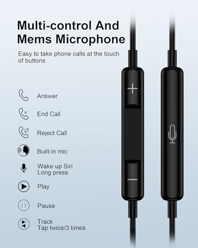 Wired Lightning Ear Buds for Apple Airpods iPhone 14 13, Headphones Earbuds | i Phone 14+ 14Pro 13 12 11 Pro Max Plus Lightening Connector, Ear phones with Microphone Lighting Air Pods Airpods - color: Wired Ear Buds-Black