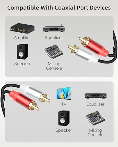 RCA Cable 0.3m, Short 2RCA Male to 2RCA Male Audio Cable for Home Theater, Speaker, Amplifier, Subwoofer, Stereo System (MM)(2PCS) - style: male to male