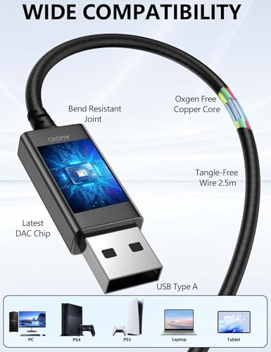 TOPAUX USB Headphone Over-Ear Hook 2.5M 8.2FT Computer Headset Black | Mute Mic USBA Earphone in-Ear Noise Canceling Wired Earbuds for Chromebook/Notebook/Teams for Zoom Office Laptop Desktop PC