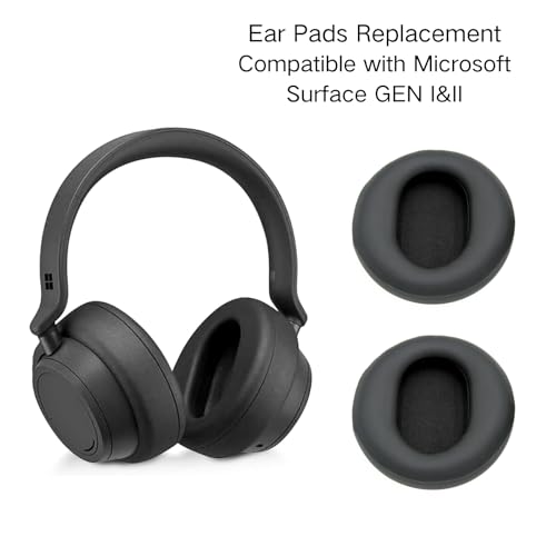 Ear Pads Replacement - Compatible with Microsoft Surface GEN I&II Headphone | Protein Leather Ear Cushions Cups, Breathable Mesh Cover with Mounting Clips (Black) - color: Black