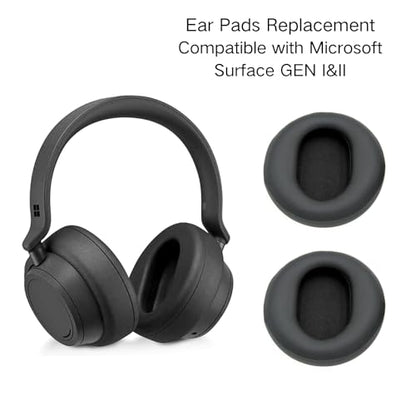 Ear Pads Replacement - Compatible with Microsoft Surface GEN I&II Headphone | Protein Leather Ear Cushions Cups, Breathable Mesh Cover with Mounting Clips (Black) - color: Black