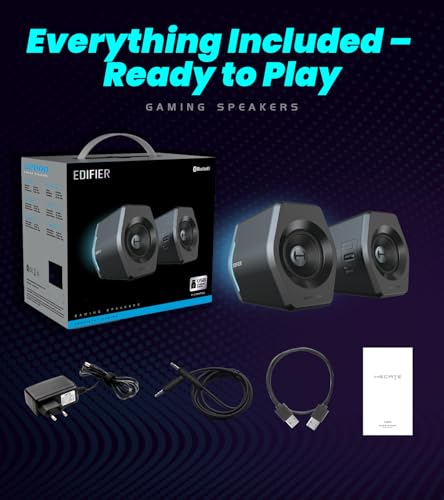 Edifier Hecate RGB Gaming Speakers, 32W Peak Power, Bluetooth, Black | Game/Movie/Music Modes, 12 RGB Lighting Effects, Compact Design for PC/PS4/Desktop, 2.75" Full-Range Drivers - color: black