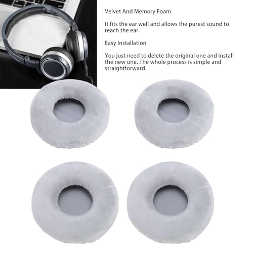 Replacement Ear Pads, 4 Pcs Soft Velour Foam Cushions for Over-Ear Headphones