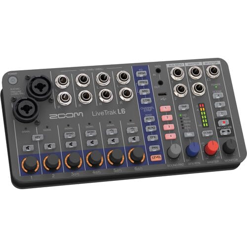Zoom LiveTrak L-6 6-Channel Mixer & Multitrack + ATH-M20x Headphones Bundle | For Music, Podcasting & Live Sound + USB-C Cable + Cleaning Kit