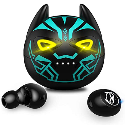 Gaming Earbuds Kids Bluetooth Earbud 5.3 in-Ear Headphones with Mic 36H Playtime IPX6 Waterproof Touch Control HiFi Stereo LED Display Kids Wireless Ear Buds - color: Viridian‑Phantom