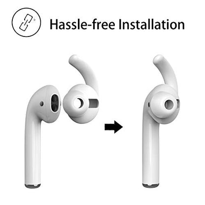 Anti-Slip Earhooks Soft Silicone Skin Compatible with Apple Airpods 2 & 1 Lightweight Sound Quality Enhancement for Headphones Outdoor Activities in-Ear EarHook 2 Pairs White - color: White