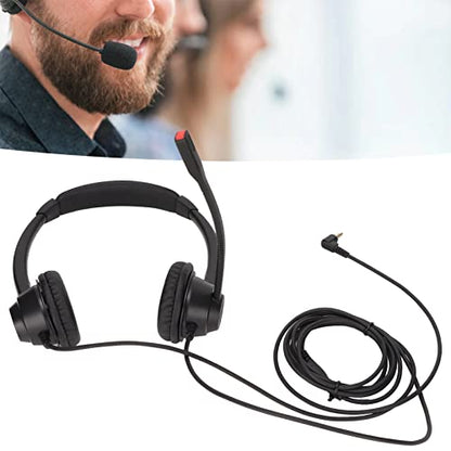 H390D - 2.5 Office Headset, 2.5mm Business Headset with Noise Cancelling Microphone, Dual Ear Telephone Headphone for Phone Sales Hospitals Banks, Comfortable Binaural Customer Ser