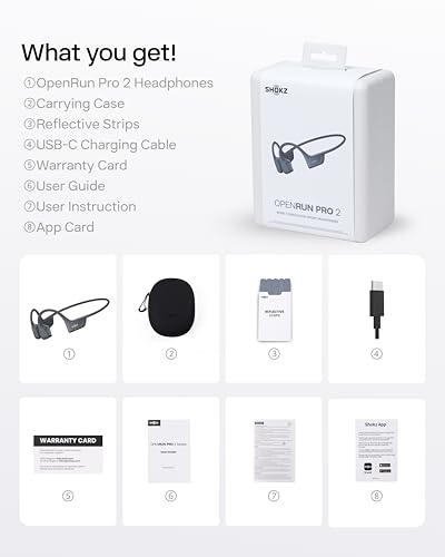 SHOKZ OpenRun Pro 2 Bone Conduction Bluetooth Sport Headphones, Black | Bundle with Reflective Strip；Open-ear awareness; DualPitch premium sound；Smart Mic; IP55; 12H battery; Running/cycling/hiking - color: Black, size: Standard