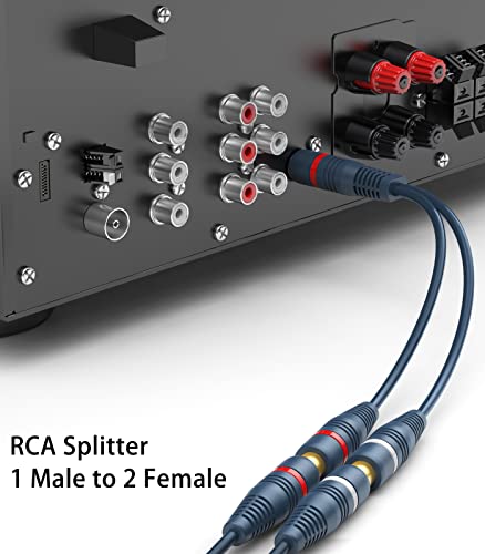 RCA Splitter 1 Male 2 Female 2 Pack, Y RCA Audio Split Adapter
