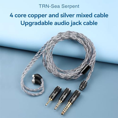 LEAUDIO TRN Sea Serpent 4 core Copper and Silver Mixed Cable Upgrade Earphone Cable 2.5mm/3.5mm/4.4mm (3jacks qdc no mic) - color: 3jacks qdc no mic