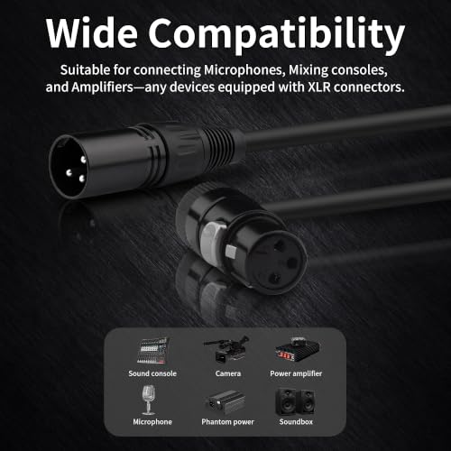 Right Angle XLR Microphone Cable 3ft, XLR Male to Female 2-Pack | 26AWG Oxygen-Free Copper (OFC) XLR Male to 90° XLR Female Cable for Sound Devices, Mixers, Audio Interface, Mixer Recorder