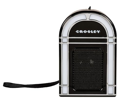 Crosley CR3046A-BK Mini Jukebox Portable Bluetooth Speaker, Black | Bluetooth In, 5 Color-Changing Light Modes, LED Lights Sync with Music, Rechargeable Lithium-Ion Battery - color: Black