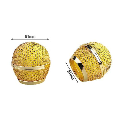 1PCS Microphone Head Replace, Steel Mesh Mic Grille Heads, Grille Mic Ball Replacement with Inner Foam, Fits for SM58 (Gold, 1 pcs) - color: Gold, size: 1 pcs