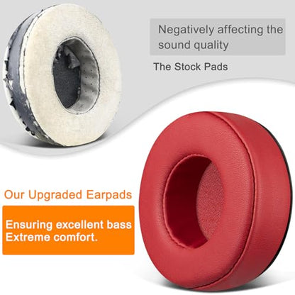SOULWIT Earpads Replacement for Skullcandy Hesh & Hesh 2 Wireless Over-Ear Headphones, Ear Pads Cushions with Soft Protein Leather, Noise Isolation Foam - Red - color: Red