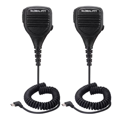 USB-C Speaker Microphone (2-Pack) – Heavy-Duty Remote Mic with Push-to-Talk Button, Noise-Cancelling Compatible PoC Radios 5288, 5288PLUS, G8PLUS G6PLUS