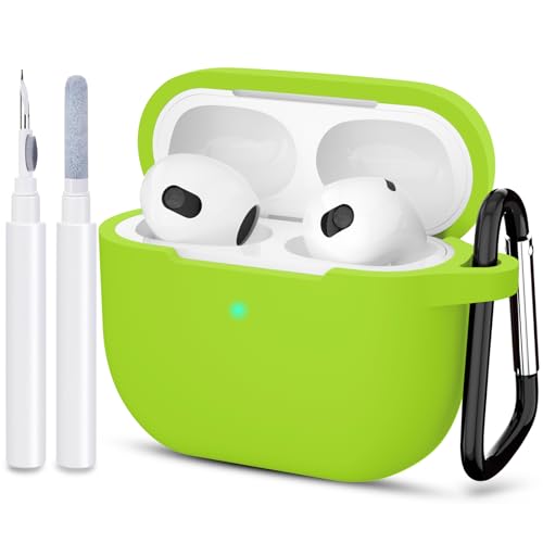 Compatible with AirPods 3 Case, Protective Silicone Cover for AirPods 3rd Generation Case 2021, Wireless Charging - Light Green - color: D-Light Green