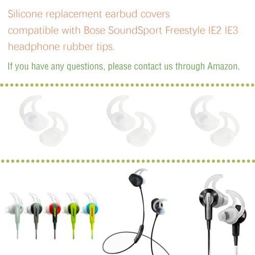 Small Silicone Earbud Tips Replacement Ear Tips Compatible with Bose SoundSport Freestyle IE2 IE3 Headphone Rubber Tips Earbud Covers 3 Pairs - size: S
