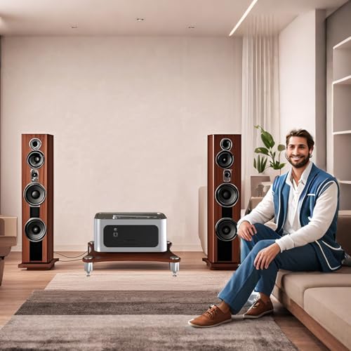 1-Tier AV Media Stand with Speaker Spikes, Stereo Racks and Stand | Audio Equipment Cabinet Entertainment Device Open Air Storage, Dark Wood - size: 1-Tier