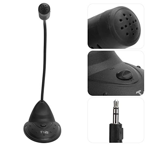 Dioche Adjustable Desktop Microphone with 3.5mm Plug for Clear Flexible Gooseneck Computer Mic for Gaming Streaming and Online Calls Compact Condenser Microphone for PC and Laptop Use